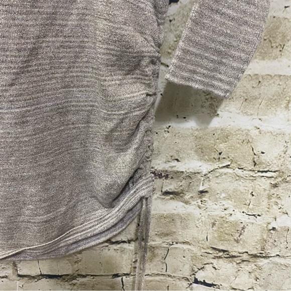 Express Beige Metallic Weave Ruched Side Dolman Sleeve Knit Top - Picture 4 of 7